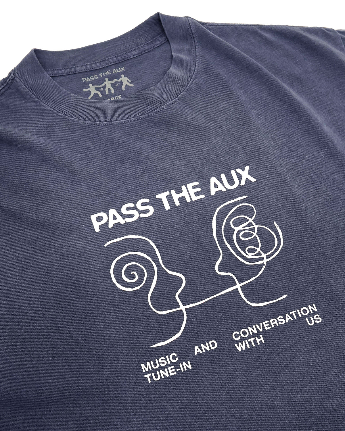 Pass The Aux HEAVY FADED TEE - INDIGO/WHITE LIMITED EDITION MISPRINT
