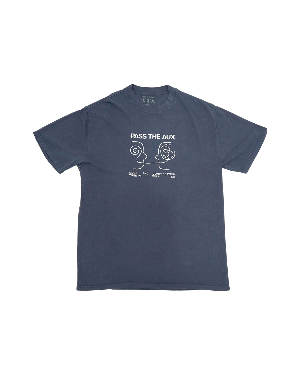 Pass The Aux HEAVY FADED TEE - INDIGO/WHITE LIMITED EDITION MISPRINT